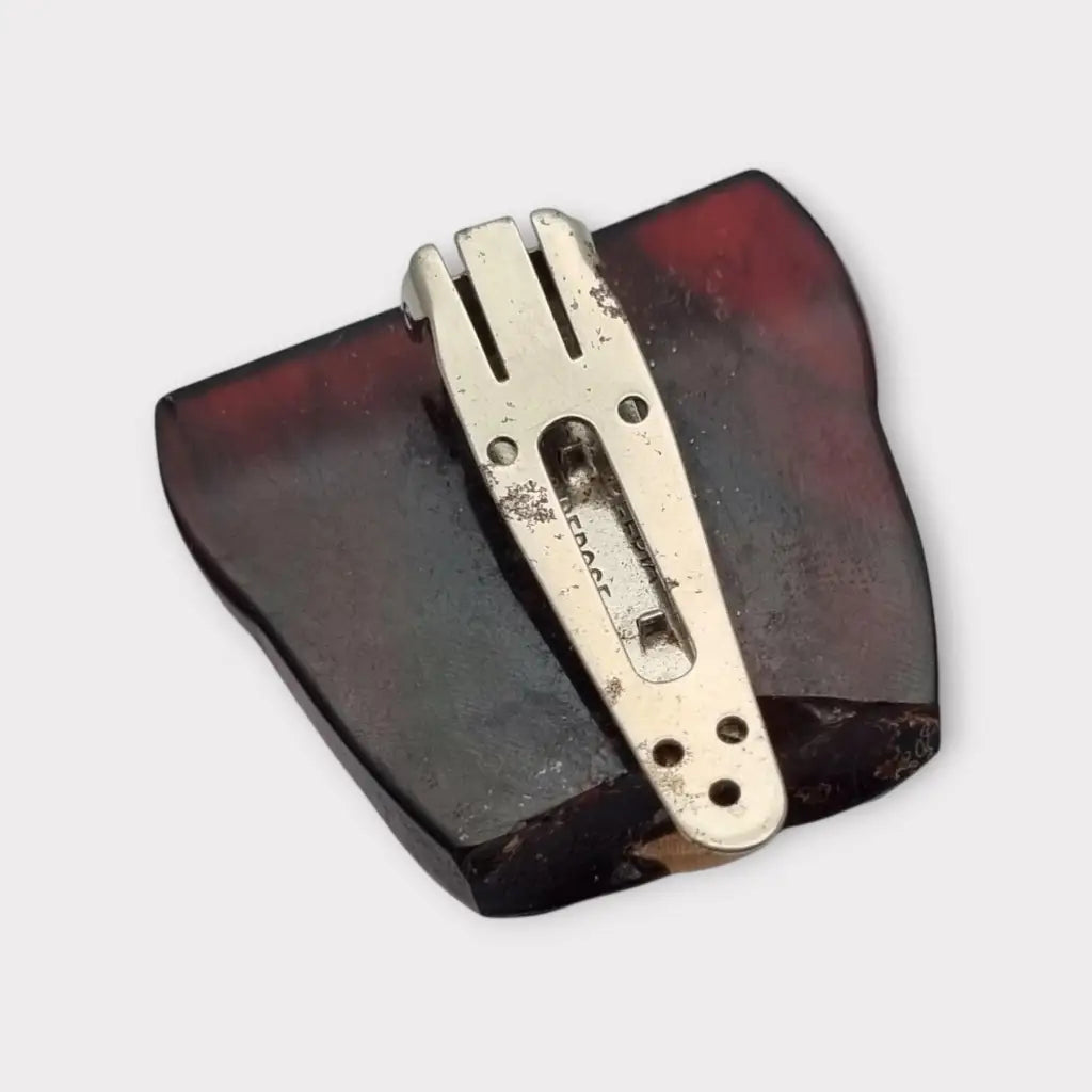 Lote de dos pinzas para vestido Art Decó en celuloide negro y marrón burdeos