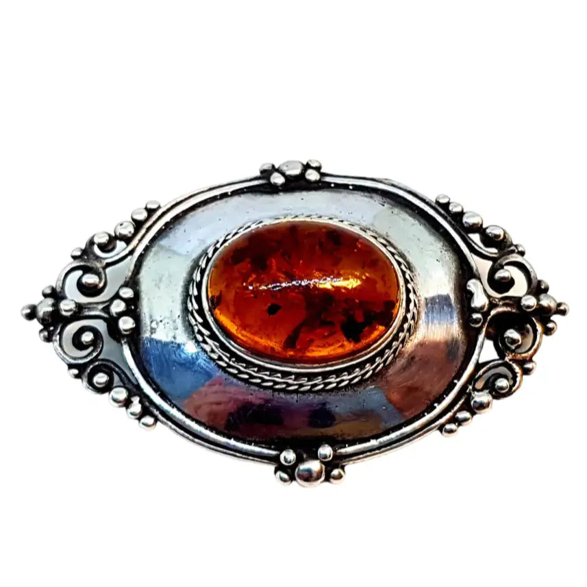 Broche vintage esterlina joyería boho para mujer pin broche cabujón piedra