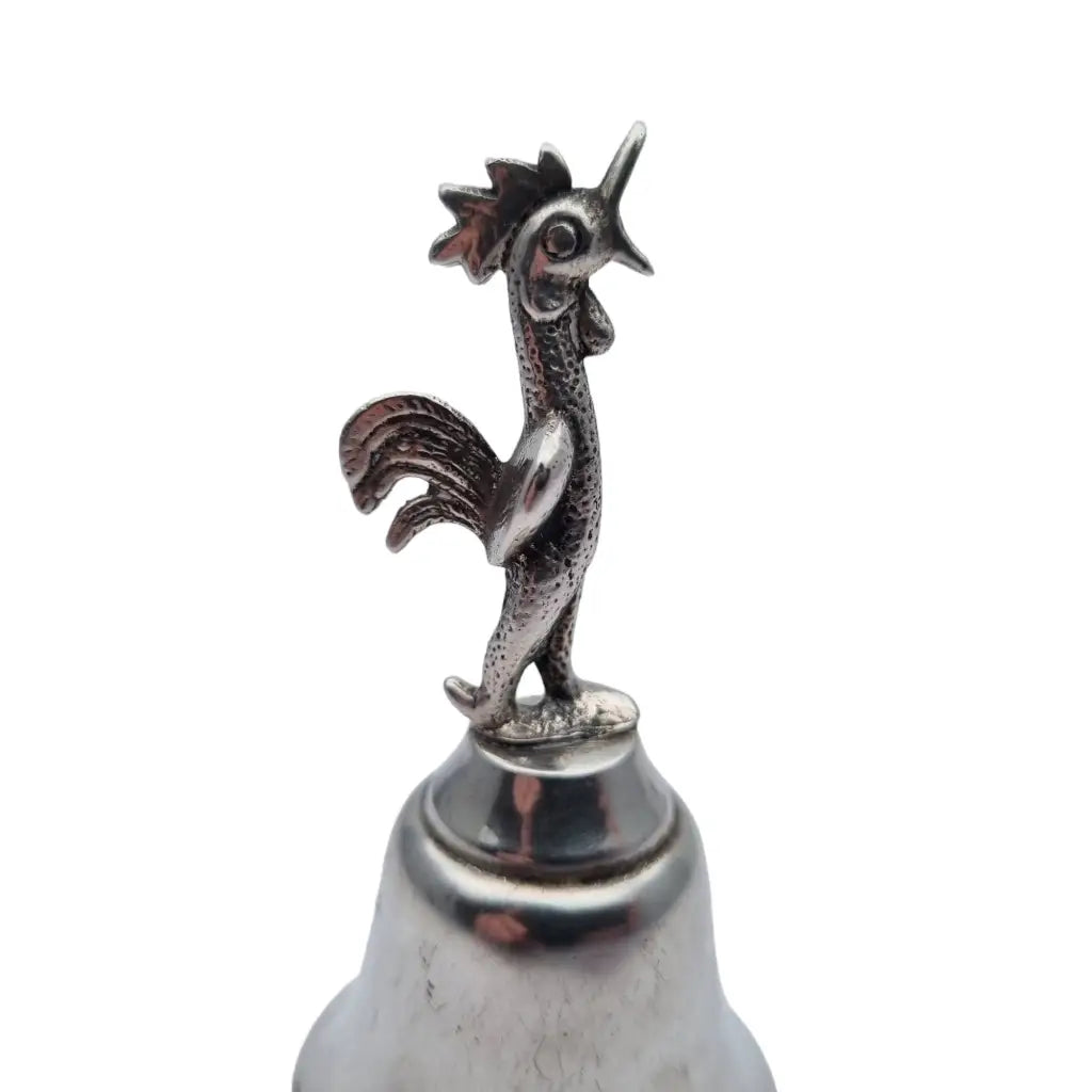 Campana de plata campanilla mano o mesa con gallo decoración