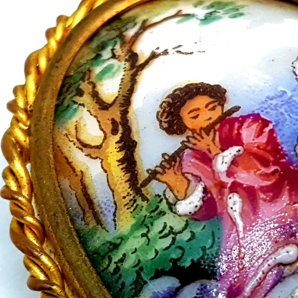 Broche de Limoges vintage pin francés porcelana Francia