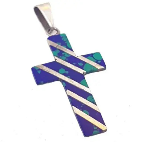 Cruz de azurita cruz plata azul colgante malaquita
