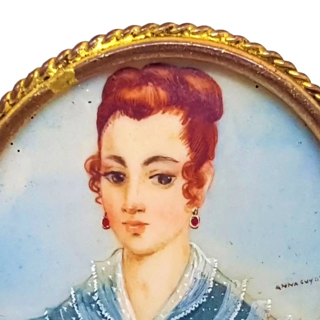 Broche de señora pintado a mano en miniatura victoriana camafeo