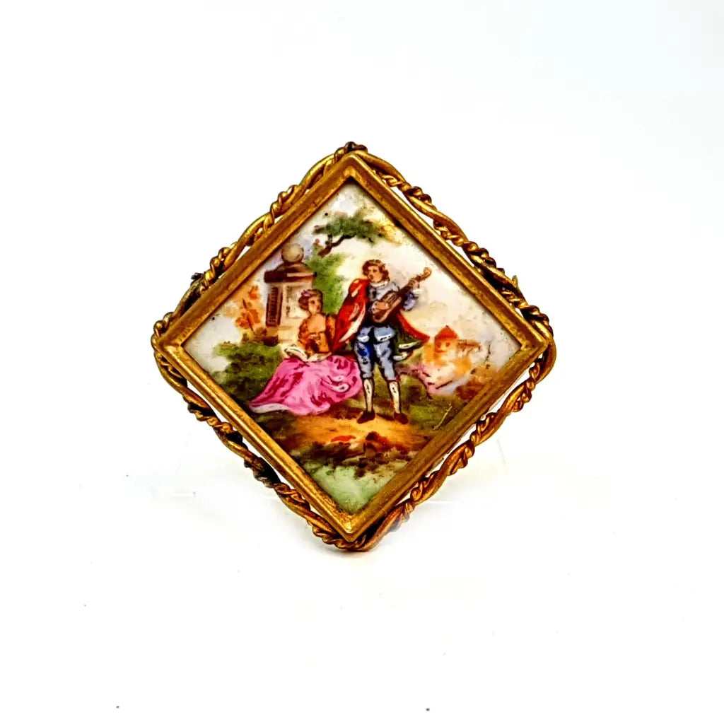 Broche vintage de Limoges francés porcelana Limoges.