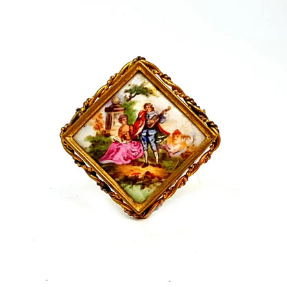 Broche vintage de Limoges francés porcelana Limoges.