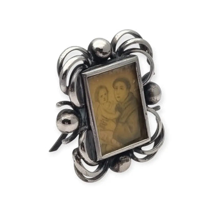 Marco de viaje en plata con imagen San Antonio Padua y Niño Jesús