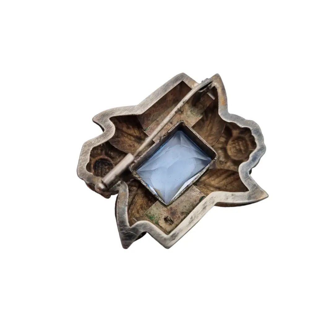 Broche art deco vintage boda de joyería azul regalo para la novia.