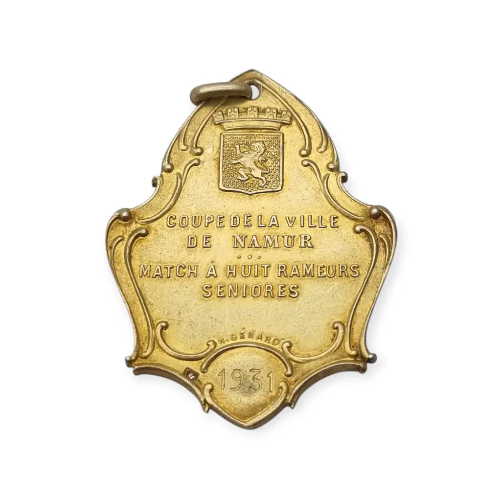 Medalla antigua plata dorada 1931 Coupe de Namur Bélgica Firmada H. Gérard,Art