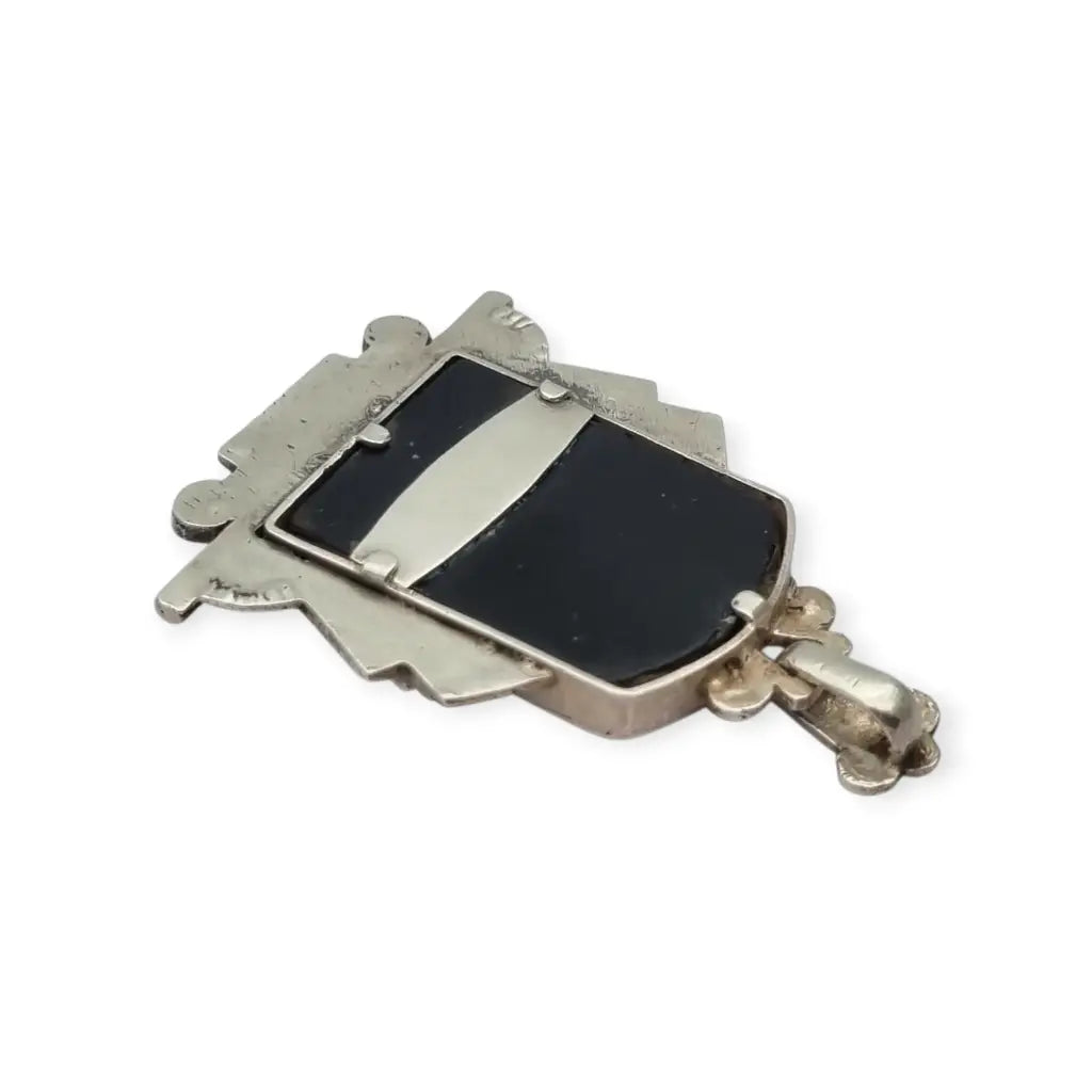 Medalla Art Decó de plata y vistas doradas con Virgen tallada circa 1930 joya