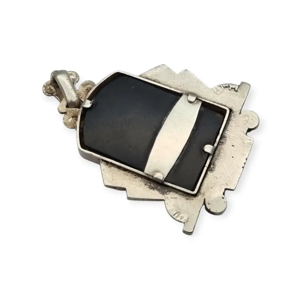 Medalla Art Decó de plata y vistas doradas con Virgen tallada circa 1930 joya