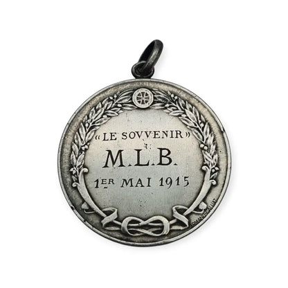 Medalla modernista antigua Virgen Inmaculada firmada Armand Calliat plata 1915