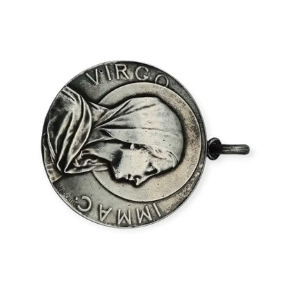 Medalla modernista antigua Virgen Inmaculada firmada Armand Calliat plata 1915