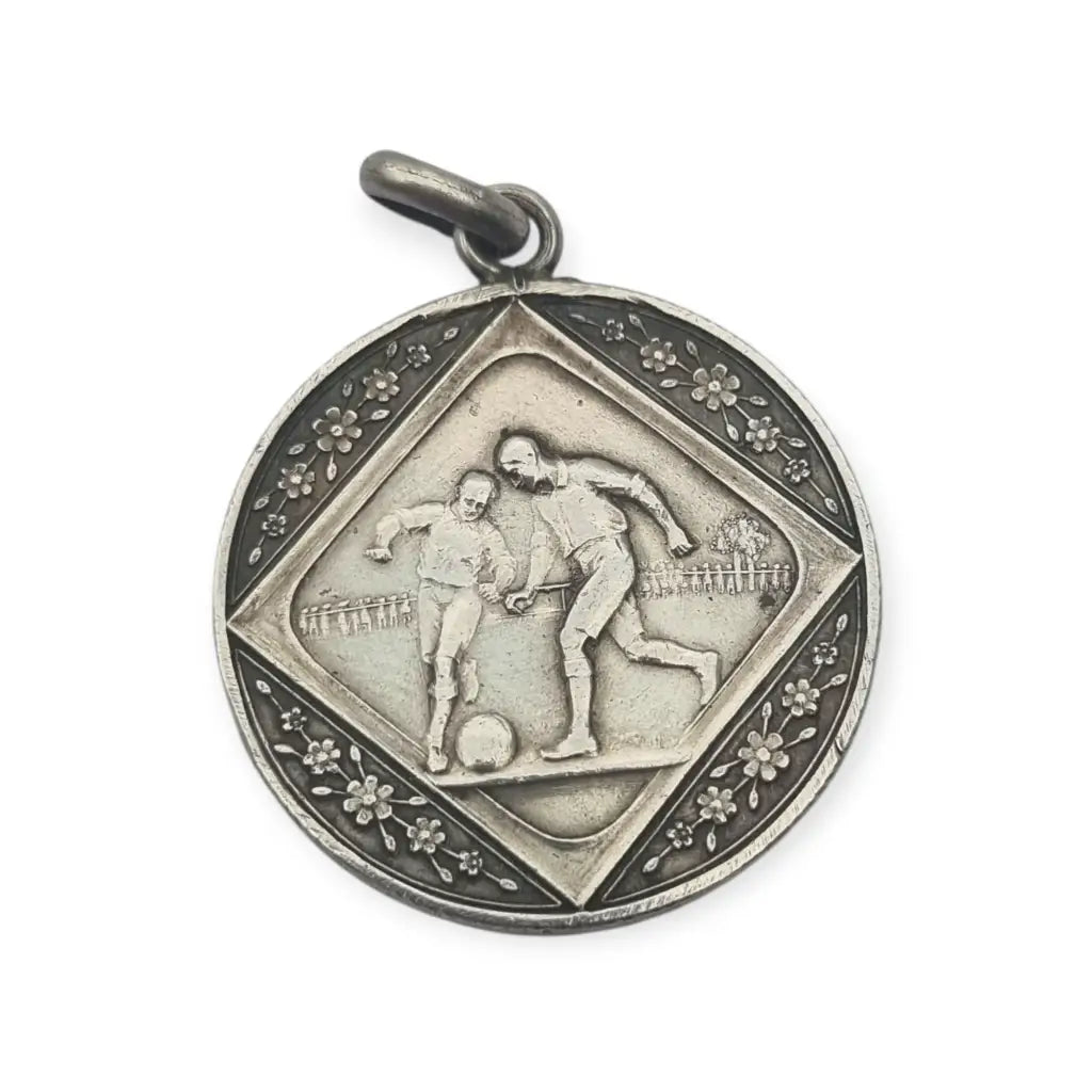 Medalla modernista de fútbol en plata 925 joyería deportiva regalo