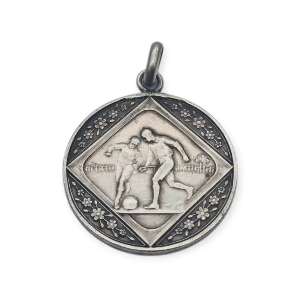 Medalla modernista de fútbol en plata 925 joyería deportiva regalo