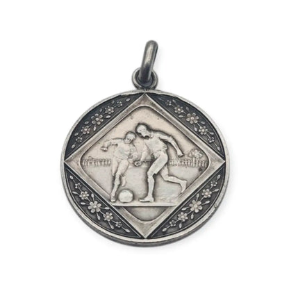 Medalla modernista de fútbol en plata 925 joyería deportiva regalo