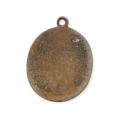 Medalla religiosa antigua Cristo Pantocrátor esmalte policromado circa 1930.