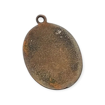 Medalla religiosa antigua Cristo Pantocrátor esmalte policromado circa 1930.