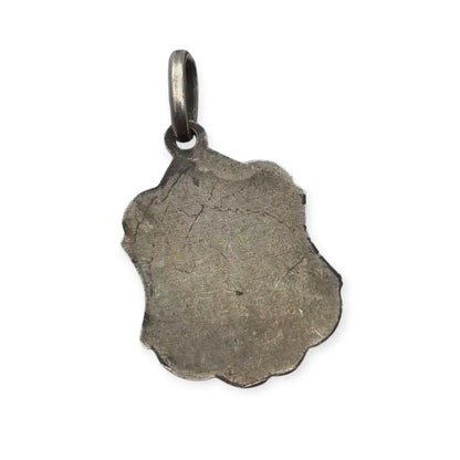 Medalla religiosa antigua en plata con la Moreneta de Montserrat estilo
