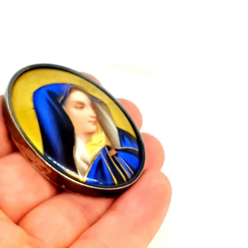 Miniatura María broche Virgen esmalte pintado Regalos religiosos