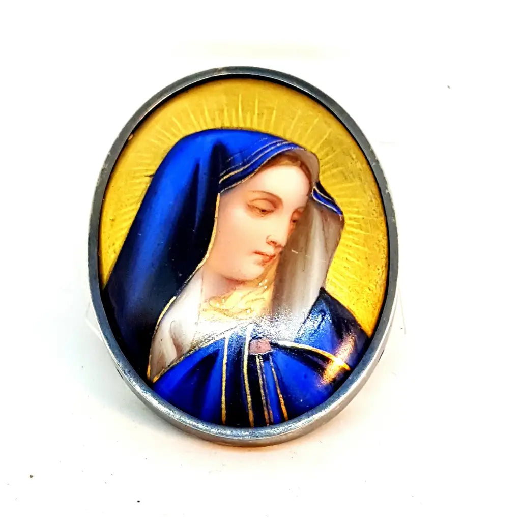 Miniatura María broche Virgen esmalte pintado Regalos religiosos