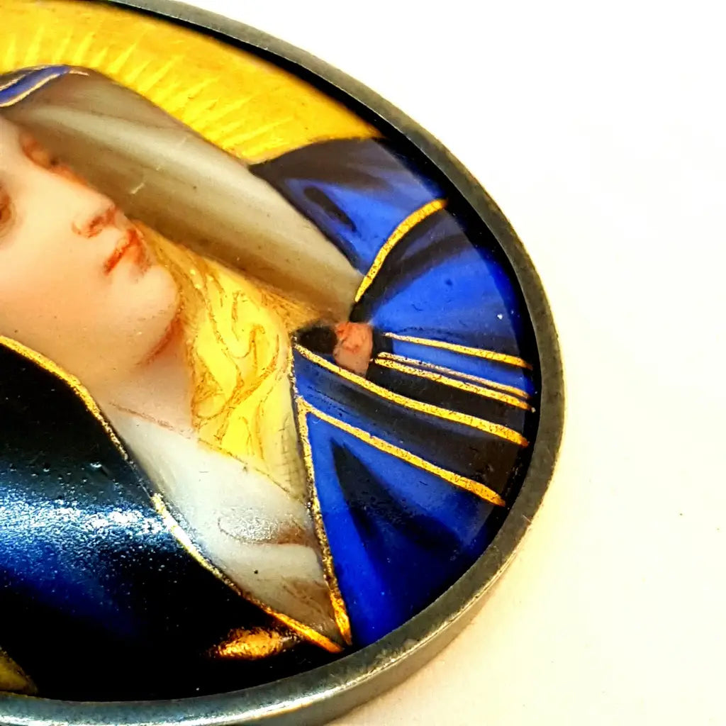 Miniatura María broche Virgen esmalte pintado Regalos religiosos