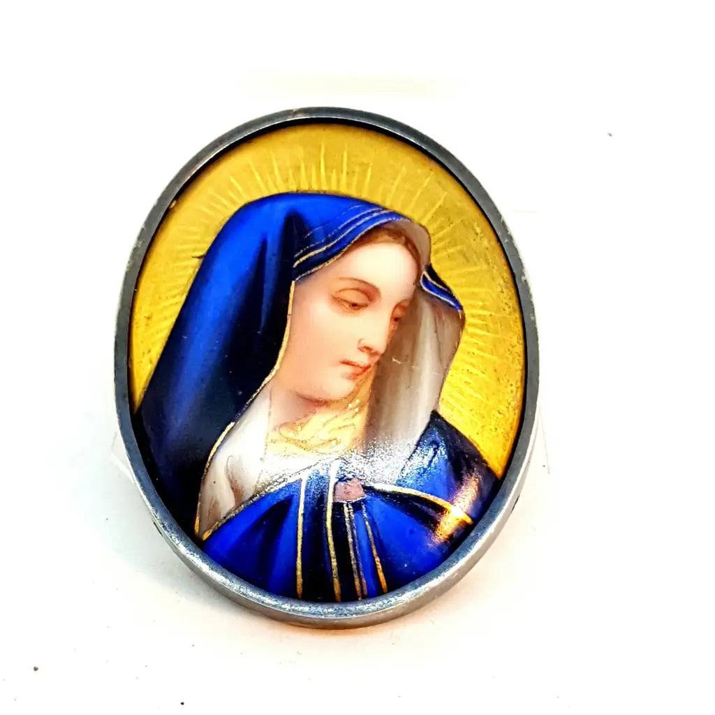 Miniatura María broche Virgen esmalte pintado Regalos religiosos