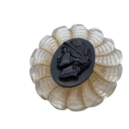 Broche camafeo para mujer bisutería vintage pin delicado negro