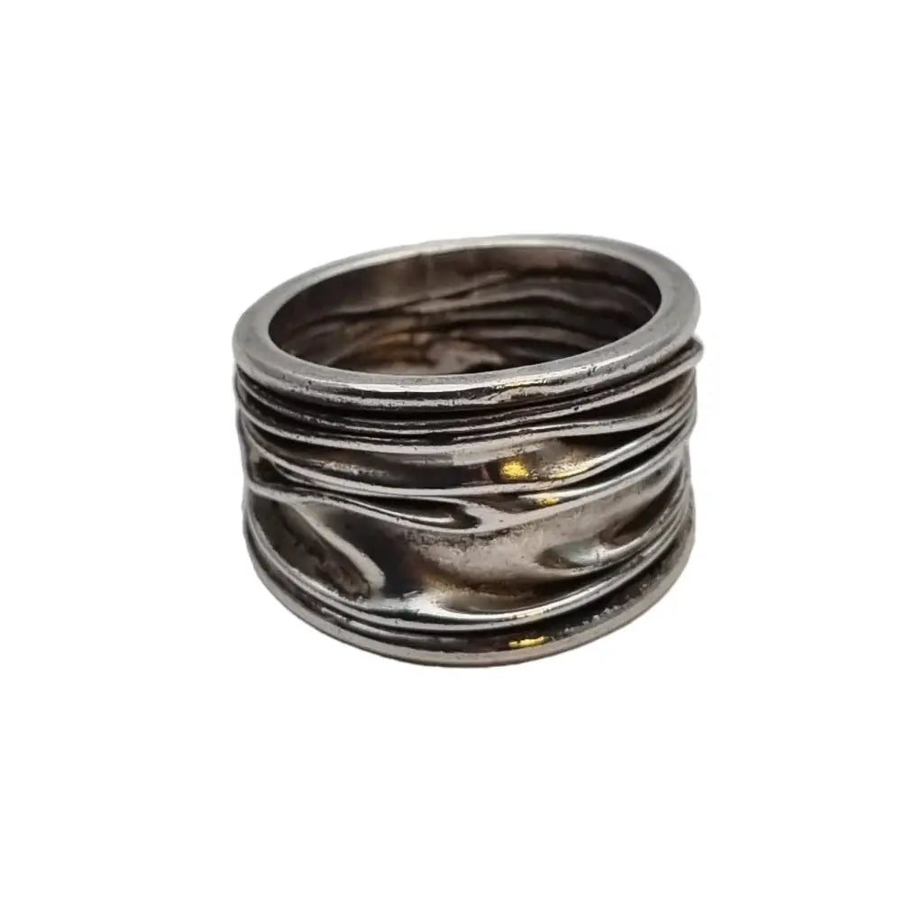 Anillo vintage de plata para mujer diseño efecto arrugado Joyería antigua