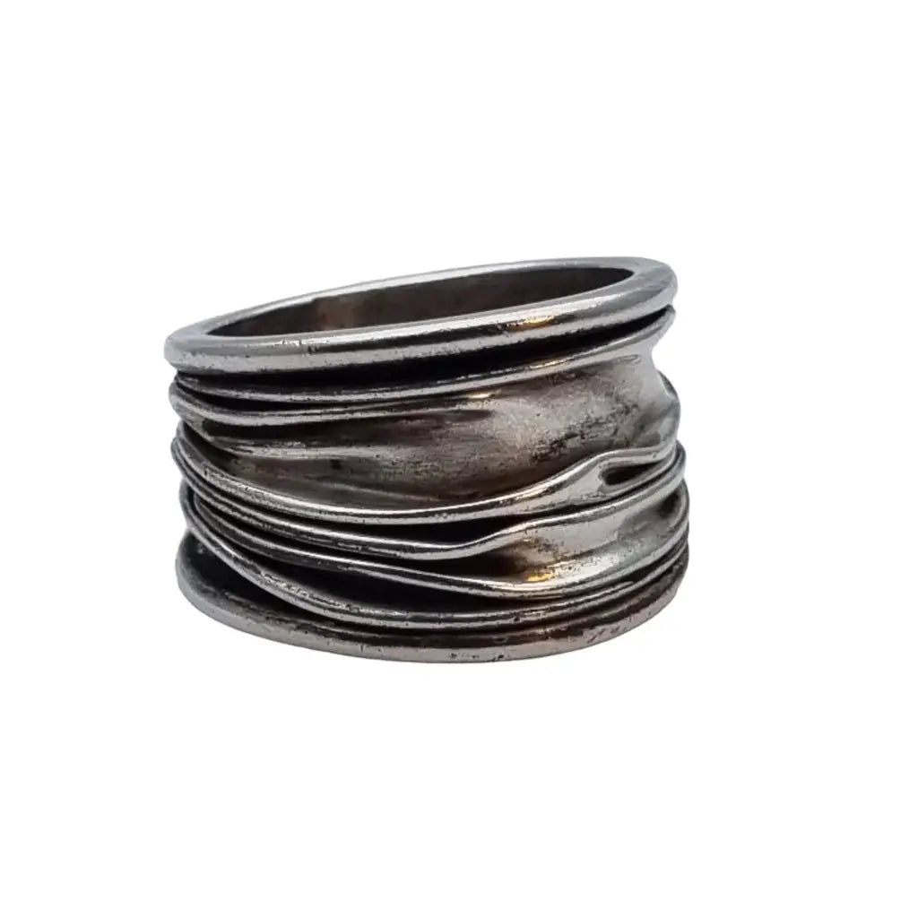 Anillo vintage de plata para mujer diseño efecto arrugado Joyería antigua
