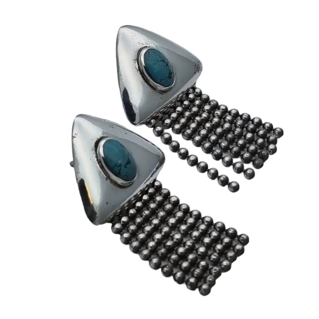 Pendientes triangulares para mujer plata de ley 925 azul turquesa pendientes