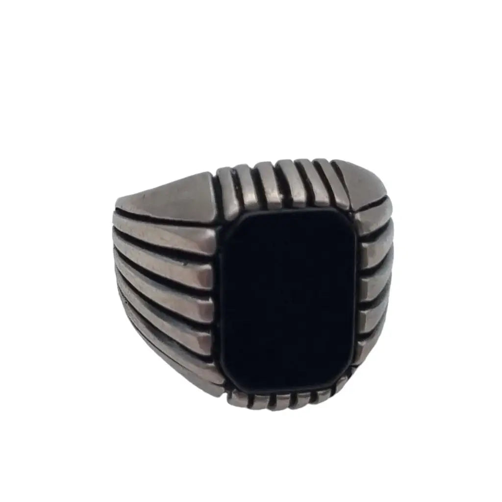 Anillo de ónix negro en plata 925 estilo anillo sello para hombre joyería