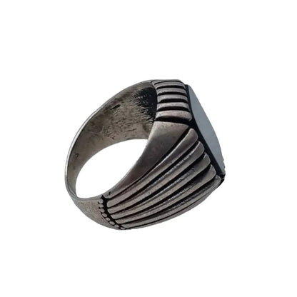 Anillo de ónix negro en plata 925 estilo anillo sello para hombre joyería