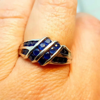 Anillo vintage de plata azul para mujer anillos originales ella Circa 1980.