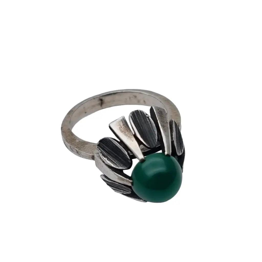 Anillo de plata vintage para mujer anillo piedra verde joyería boho regalos