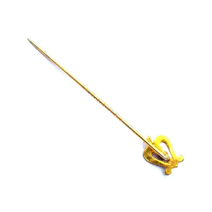 Pin de palo arpa vintage pasador oro tapa metal dorado