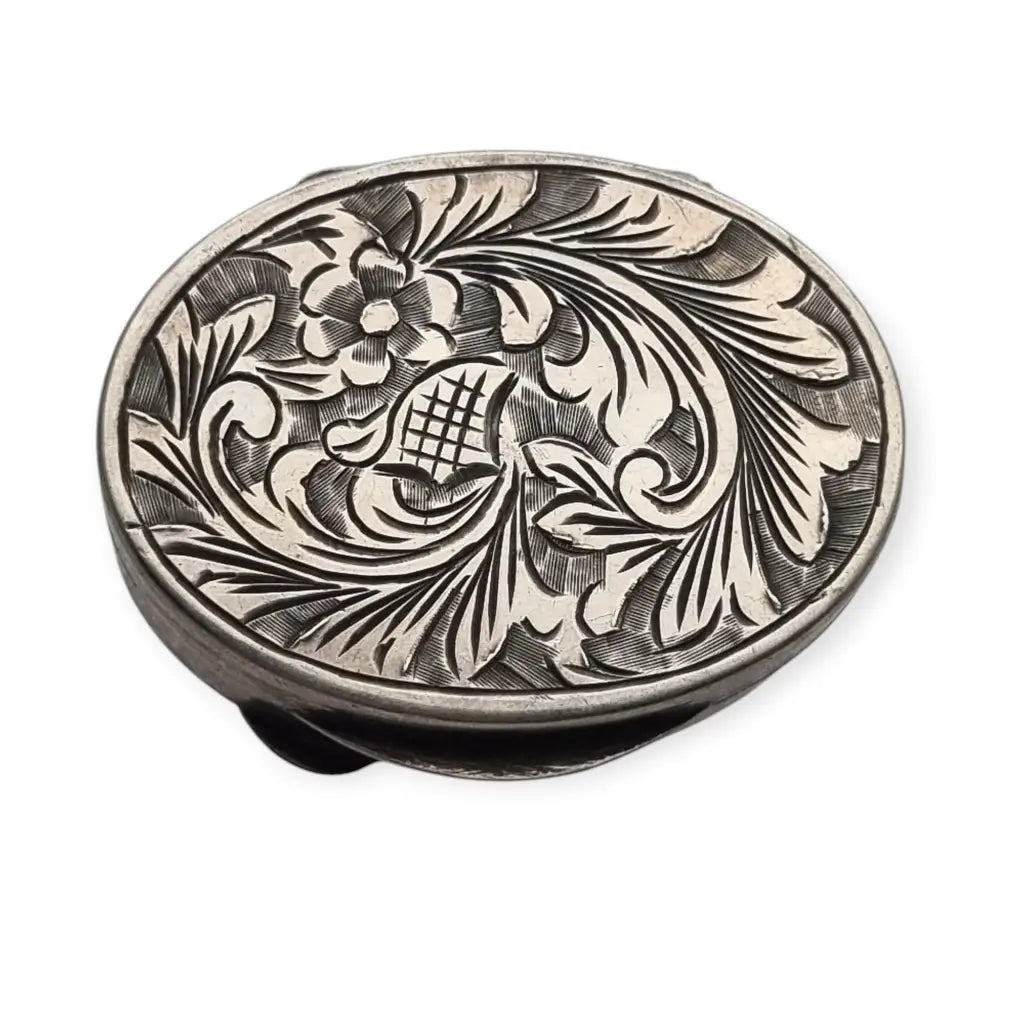 Pastillero vintage de plata 800 grabada con diseño floral caja Vintage circa