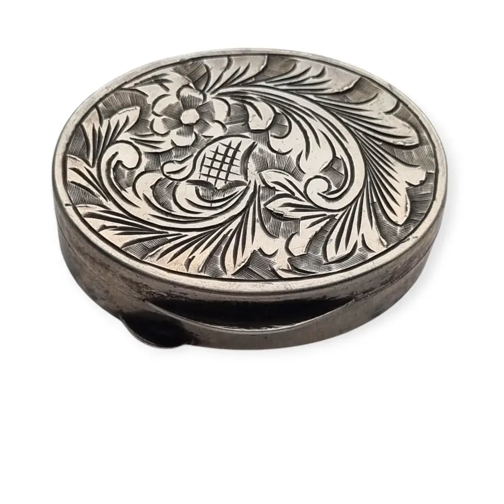 Pastillero vintage de plata 800 grabada con diseño floral caja Vintage circa