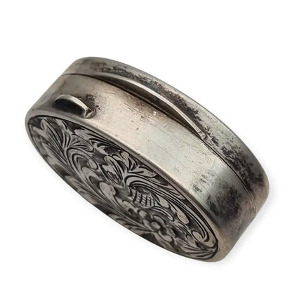 Pastillero vintage de plata 800 grabada con diseño floral caja Vintage circa