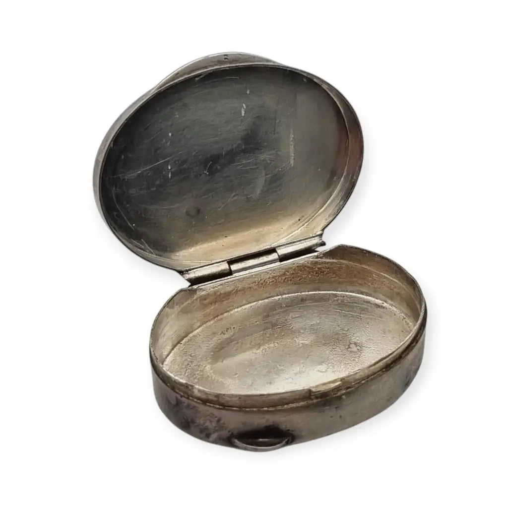 Pastillero vintage de plata 800 grabada con diseño floral caja Vintage circa