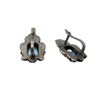 Pendiente azul art deco pendientes de plata vintage deco.