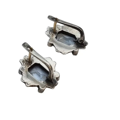 Pendiente azul art deco pendientes de plata vintage