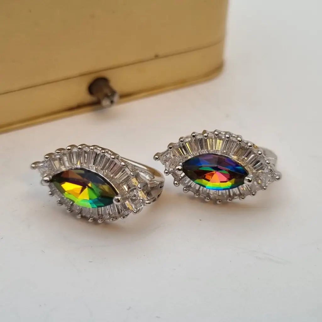 Pendientes de arcoíris para mujer pendientes plata piedra