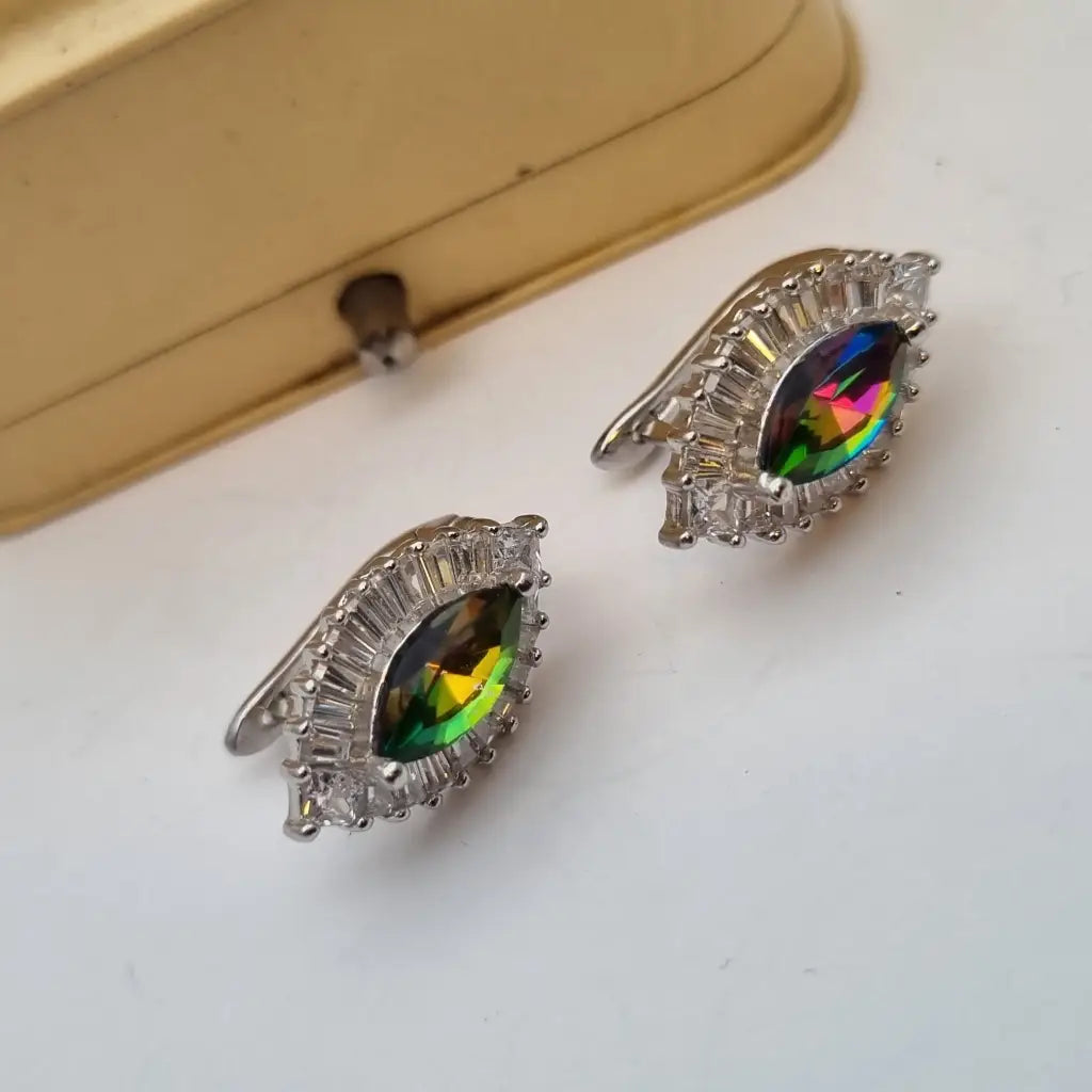 Pendientes de arcoíris para mujer pendientes plata piedra