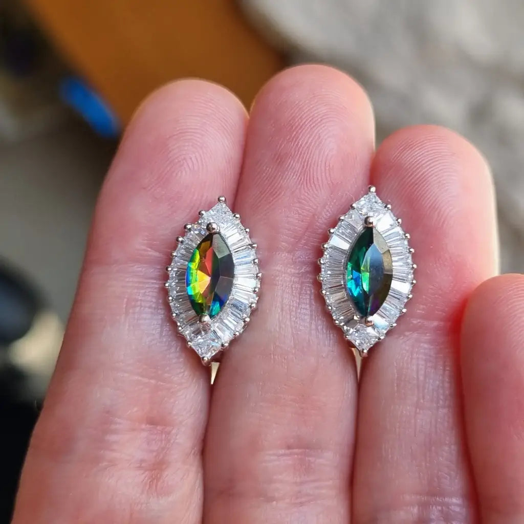 Pendientes de arcoíris para mujer pendientes plata piedra