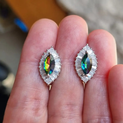 Pendientes de arcoíris para mujer pendientes plata piedra