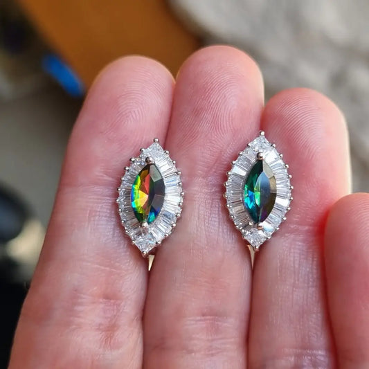 Pendientes de arcoíris para mujer pendientes plata piedra