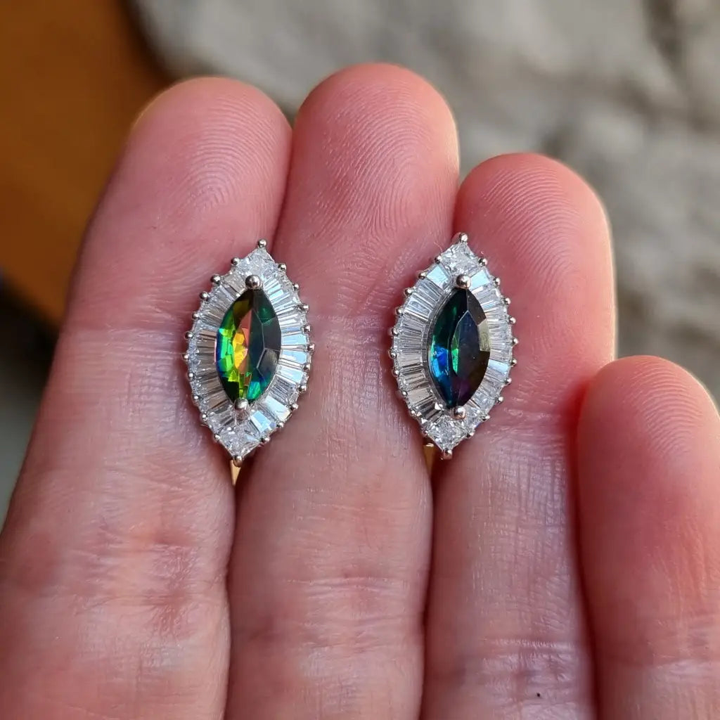 Pendientes de arcoíris para mujer pendientes plata piedra