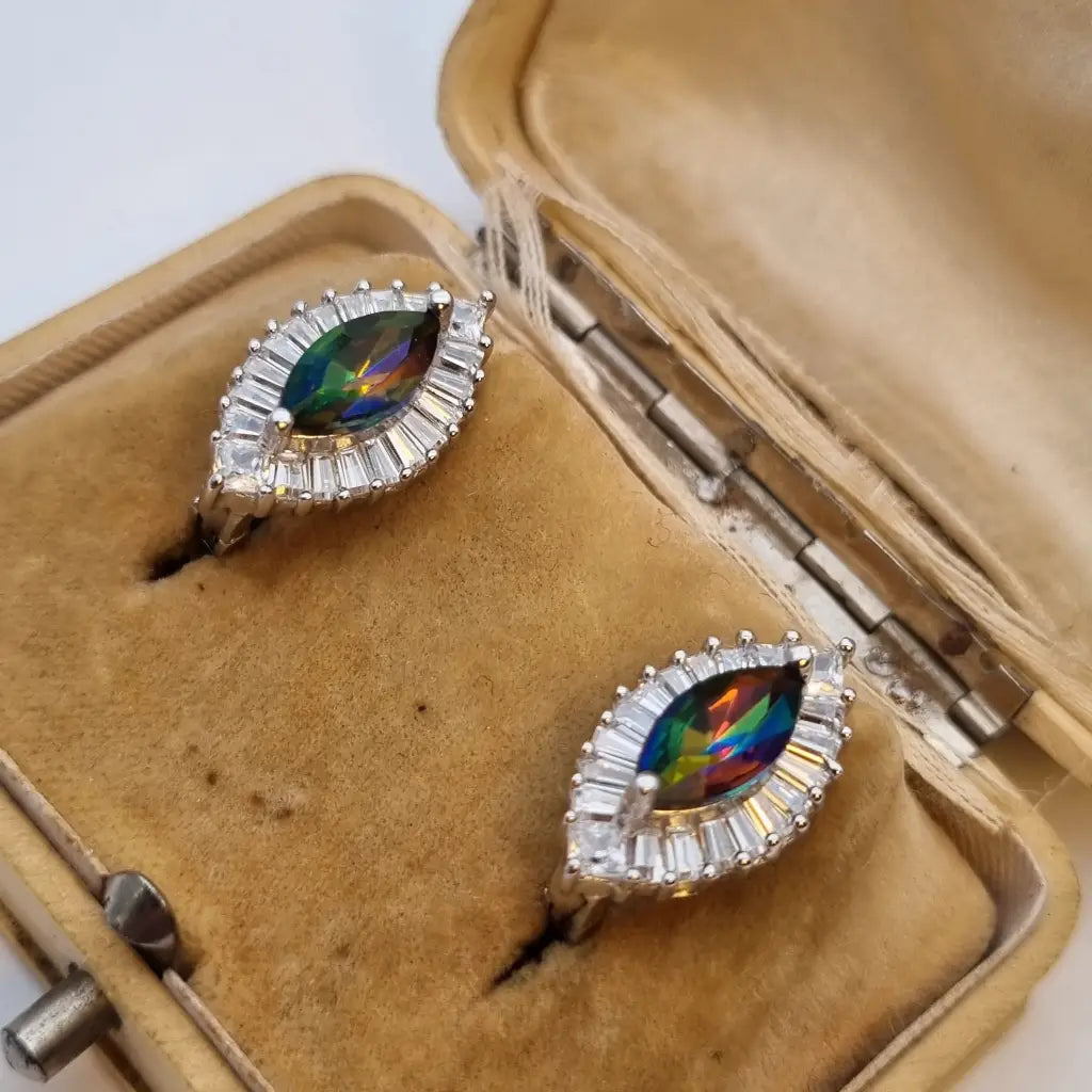 Pendientes de arcoíris para mujer pendientes plata piedra