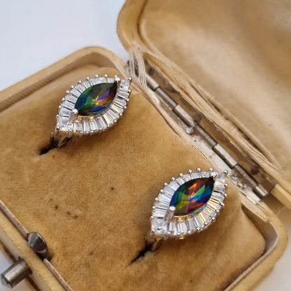 Pendientes de arcoíris para mujer pendientes plata piedra