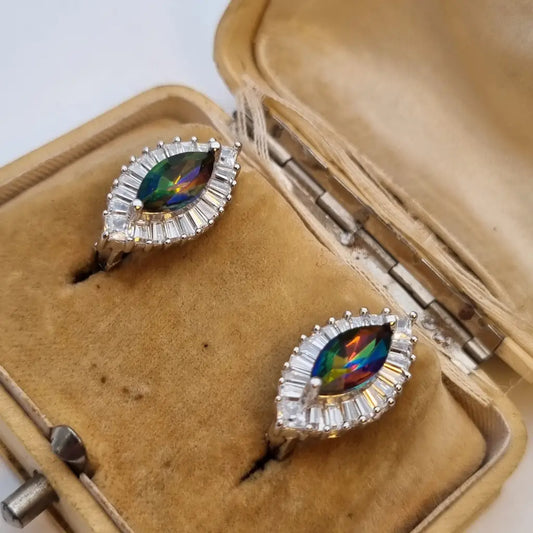 Pendientes de arcoíris para mujer pendientes plata piedra