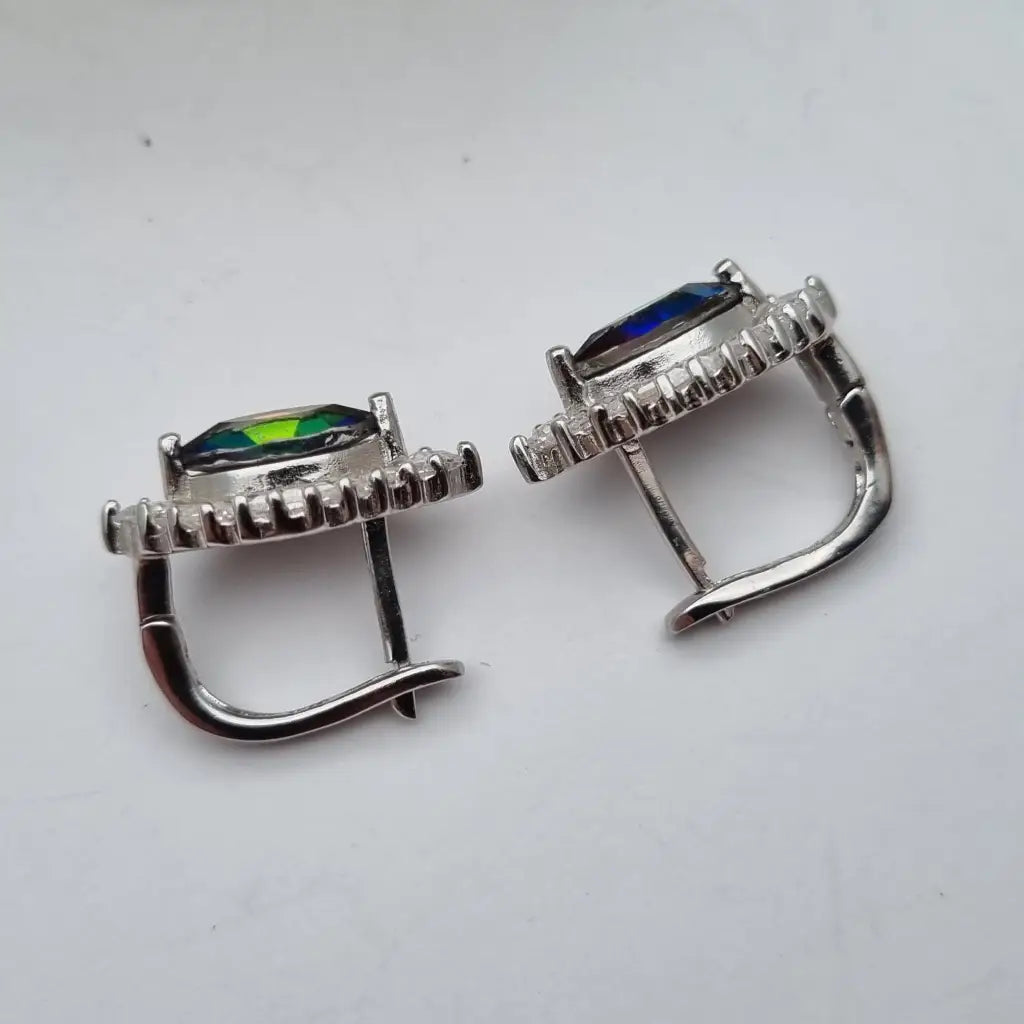 Pendientes de arcoíris para mujer pendientes plata piedra